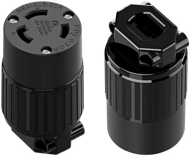 Main image of (2PACK) NEMA L6-30R Locking Plug Receptacle, (ETL Listed) Twist-Lock L6-30 30Amp 250Volt Female Connector, Industrial Grade 30A 250V Replacement Socket, PDL630P Black
