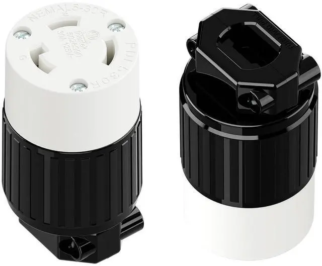 Main image of (2PACK) NEMA L5-30R Locking Plug Receptacle, (ETL Listed) Twist Lock L5-30R 30Amp 125Volt AC Connector, Industrial Grade Lock in Female 30A/125V Socket, Heavy Duty 125V,30A, 3750Watt Black/White