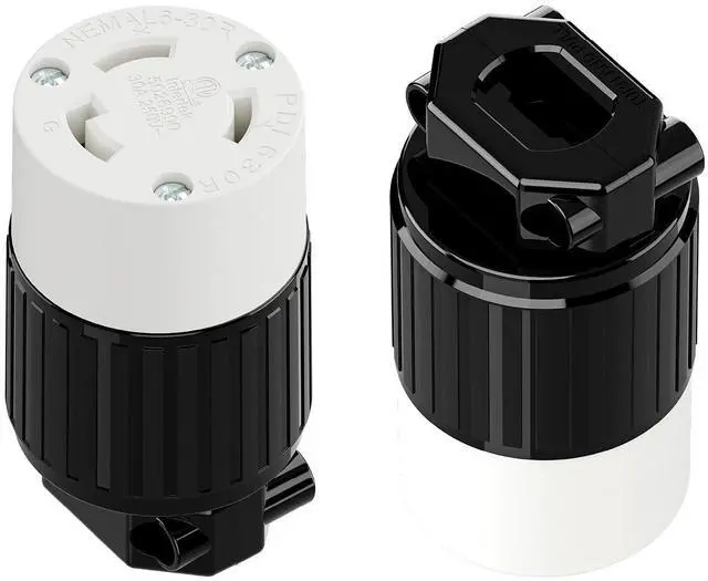 Main image of (2PACK) NEMA L6-30R Locking Plug Receptacle, (ETL Listed) Twist-Lock L6-30 30Amp 250Volt Female Connector, Industrial Grade 30A 250V Replacement Socket, PDL630P Black/White