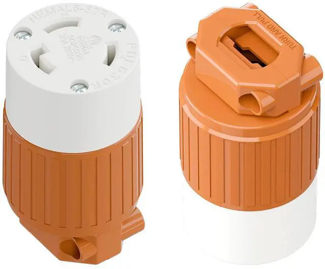 Main image of (2PACK) NEMA L6-30R Locking Plug Receptacle, (ETL Listed) Twist-Lock L6-30 30Amp 250Volt Female Connector, Industrial Grade 30A 250V Replacement Socket, PDL630P Orange