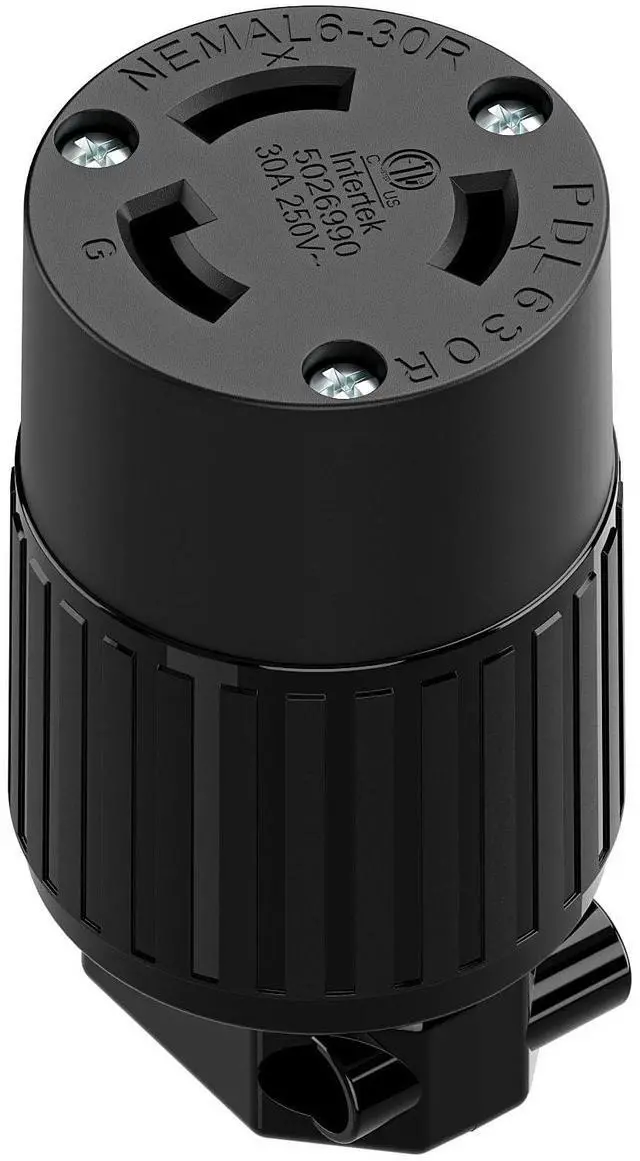 Main image of NEMA L6-30R Locking Plug Receptacle, (ETL Listed) Twist-Lock L6-30 30Amp 250Volt Female Connector, Industrial Grade 30A 250V Replacement Socket, PDL630P Black