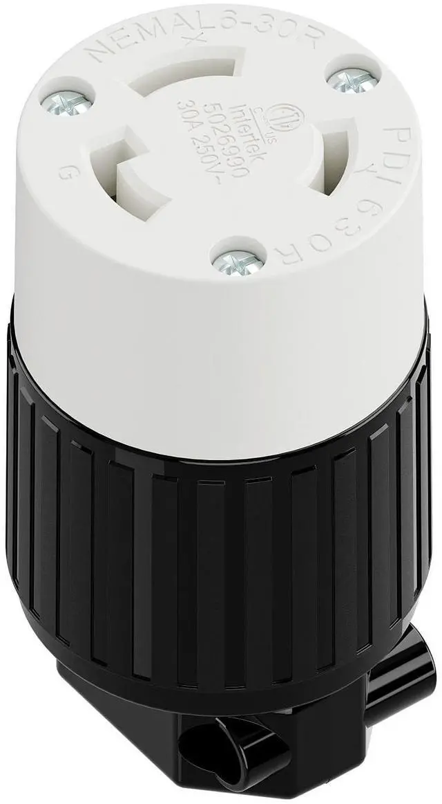 Main image of NEMA L6-30R Locking Plug Receptacle, (ETL Listed) Twist-Lock L6-30 30Amp 250Volt Female Connector, Industrial Grade 30A 250V Replacement Socket, PDL630P Black/White