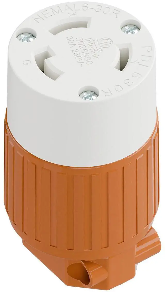 Main image of NEMA L6-30R Locking Plug Receptacle, (ETL Listed) Twist-Lock L6-30 30Amp 250Volt Female Connector, Industrial Grade 30A 250V Replacement Socket, PDL630P Orange