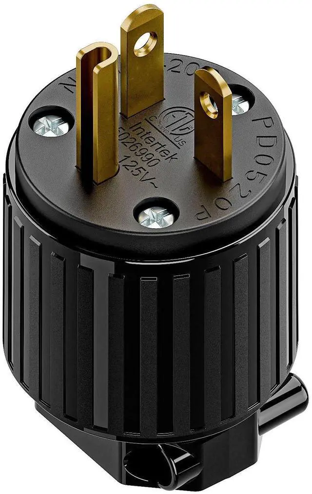 Main image of Nema 5-20P 20A 125V Plug, Plugrand ETL Listed Heavy Duty Industrial Plug | 20A/125Volt USA Canada 3-Prong Male Straight Blade Rewireable Connector, 20Amp AC Industrial Grade Cord End Plug, Black