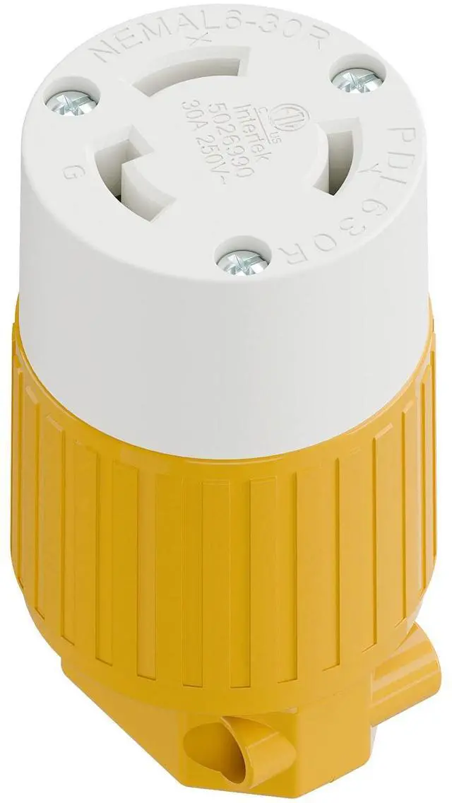 Main image of NEMA L6-30R Locking Plug Receptacle, (ETL Listed) Twist-Lock L6-30 30Amp 250Volt Female Connector, Industrial Grade 30A 250V Replacement Socket, PDL630P Yellow