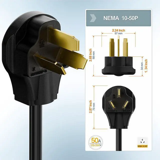 Alt view image 3 of 7 - Nema 10-50P to 5-20R/6-20R Adapter Cord, Plugrand 50Amp Dryer Plug Male to Four-in-One T-Blade Female Adapter, 50A 125/250V 12AWG,10-30 to 5-15R/5-20R/6-15R/6-20R 4 in 1 Adapters
