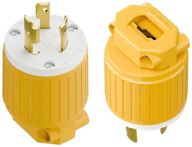 Main image of (2PACK) NEMA L6-20P Locking Plug, Twist Lock L6-20 20Amp 250Volt Generator Plugs, Industrial Grade Lock in Male 20A/250V Connector, (ETL Listed) Heavy Duty Plug for Generators Yellow