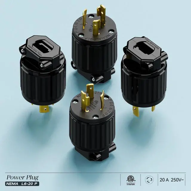 Alt view image 7 of 7 - NEMA L6-20P Locking Plug, Twist Lock L6-20 20Amp 250Volt Generator Plugs, Industrial Grade Lock in Male 20A/250V Connector, (ETL Listed) Heavy Duty Plug for Generators Black