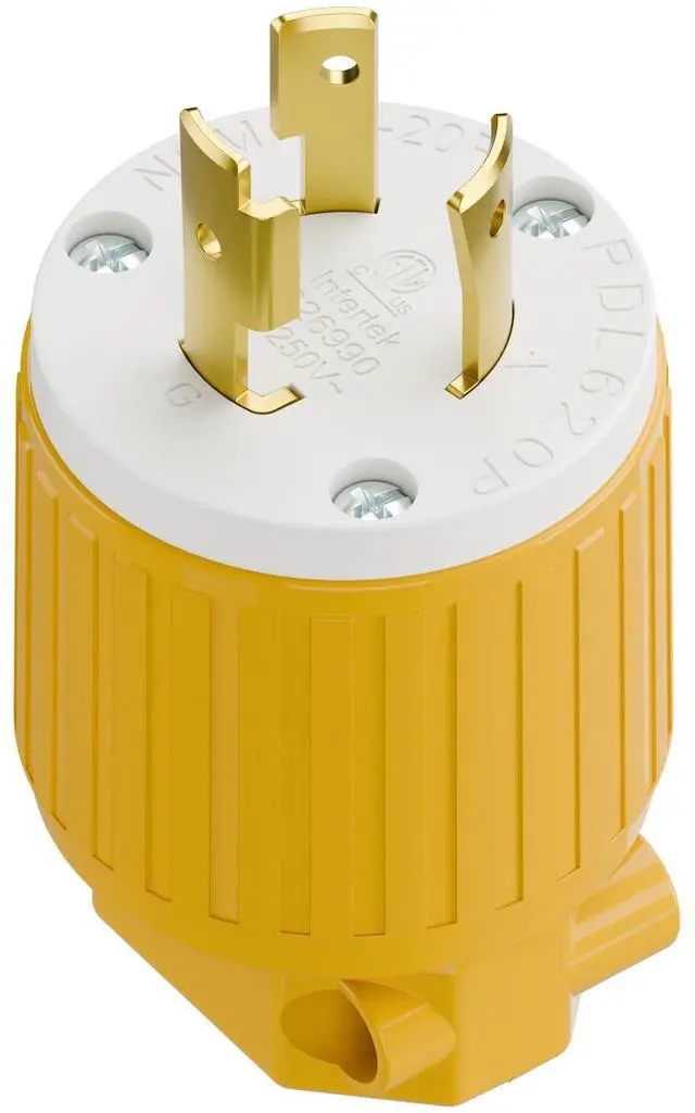 Main image of NEMA L6-20P Locking Plug, Twist Lock L6-20 20Amp 250Volt Generator Plugs, Industrial Grade Lock in Male 20A/250V Connector, (ETL Listed) Heavy Duty Plug for Generators Yellow