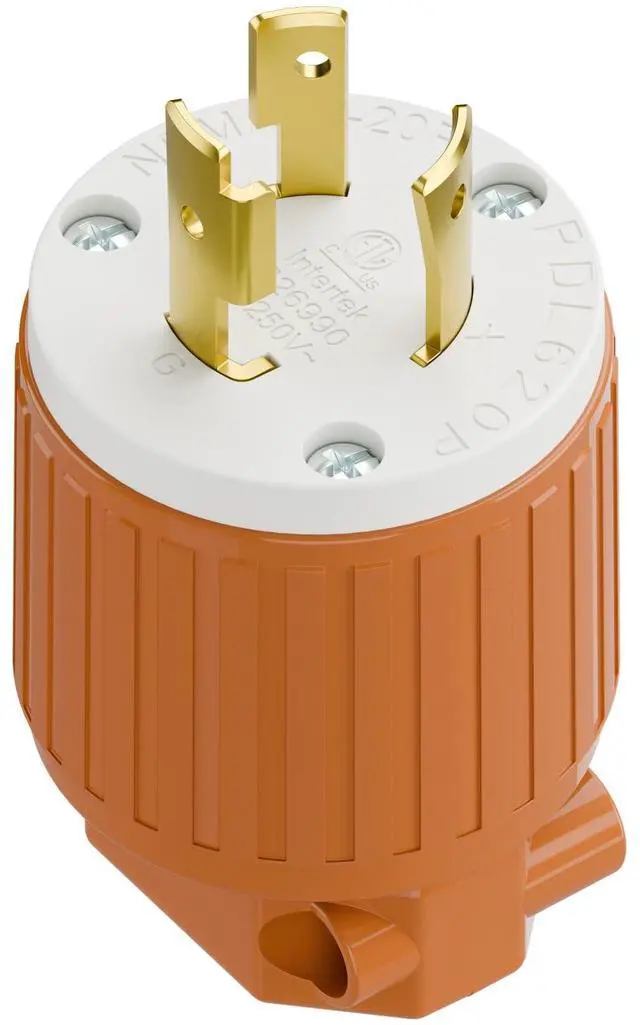 Main image of NEMA L6-20P Locking Plug, Twist Lock L6-20 20Amp 250Volt Generator Plugs, Industrial Grade Lock in Male 20A/250V Connector, (ETL Listed) Heavy Duty Plug for Generators Orange