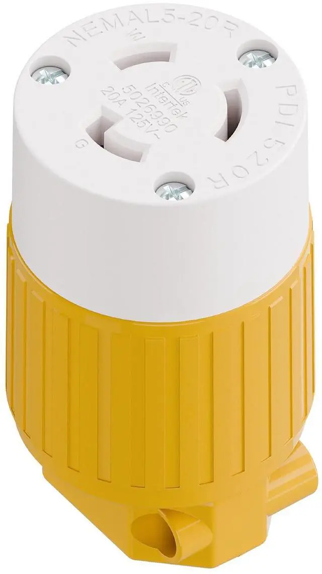 Main image of NEMA L5-20R Locking Plug Receptacle (ETL Listed) Twist Lock L5-20R 20Amp 125Volt AC Connector, Industrial Grade Lock in Female 20A/125V Socket, Heavy Duty 125V,20A, 2400Watt Yellow