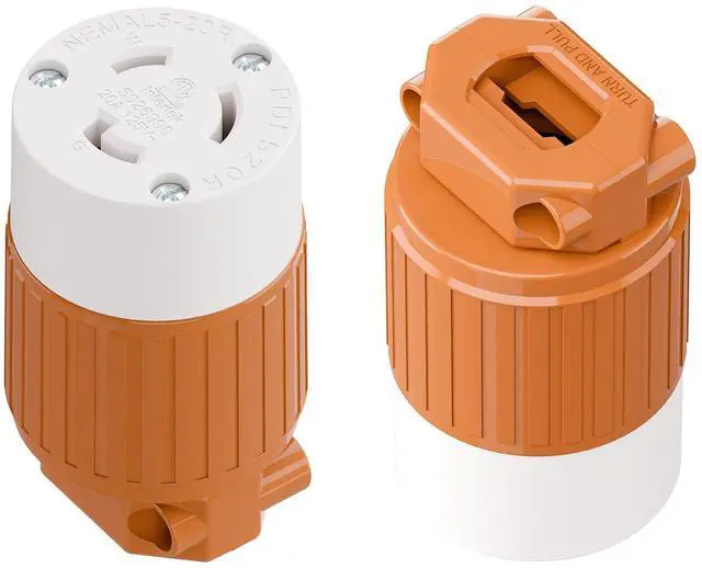 Main image of (2PACK) NEMA L5-20R Locking Plug Receptacle (ETL Listed) Twist Lock L5-20R 20Amp 125Volt AC Connector, Industrial Grade Lock in Female 20A/125V Socket, Heavy Duty 125V,20A, 2400Watt Orange