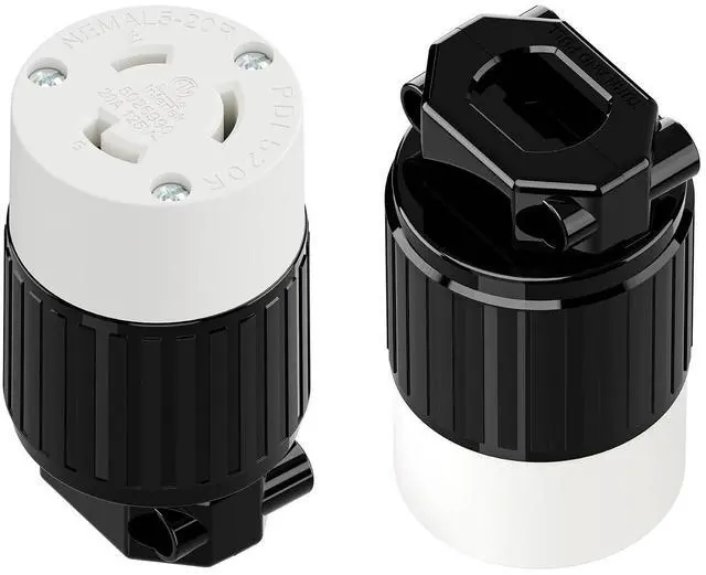 Main image of (2PACK) NEMA L5-20R Locking Plug Receptacle (ETL Listed) Twist Lock L5-20R 20Amp 125Volt AC Connector, Industrial Grade Lock in Female 20A/125V Socket, Heavy Duty 125V,20A, 2400Watt Black/White