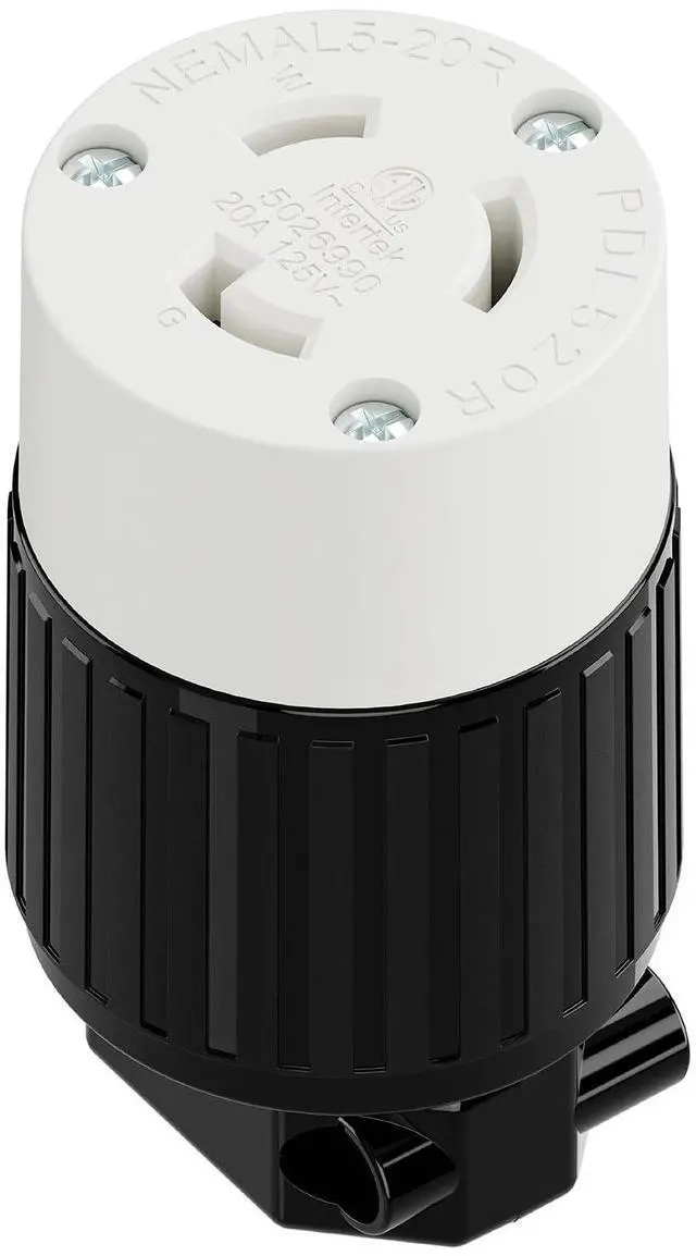 Main image of NEMA L5-20R Locking Plug Receptacle (ETL Listed) Twist Lock L5-20R 20Amp 125Volt AC Connector, Industrial Grade Lock in Female 20A/125V Socket, Heavy Duty 125V,20A, 2400Watt Black/White
