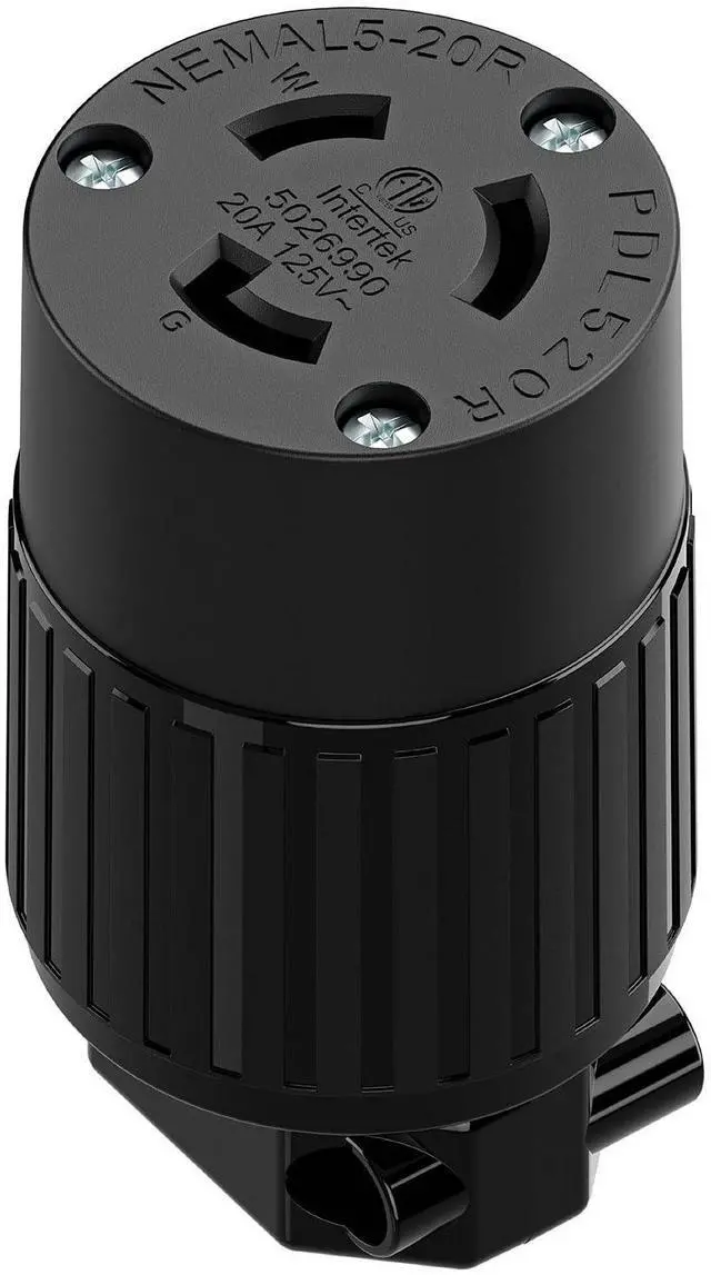 Main image of NEMA L5-20R Locking Plug Receptacle (ETL Listed) Twist Lock L5-20R 20Amp 125Volt AC Connector, Industrial Grade Lock in Female 20A/125V Socket, Heavy Duty 125V,20A, 2400Watt Black