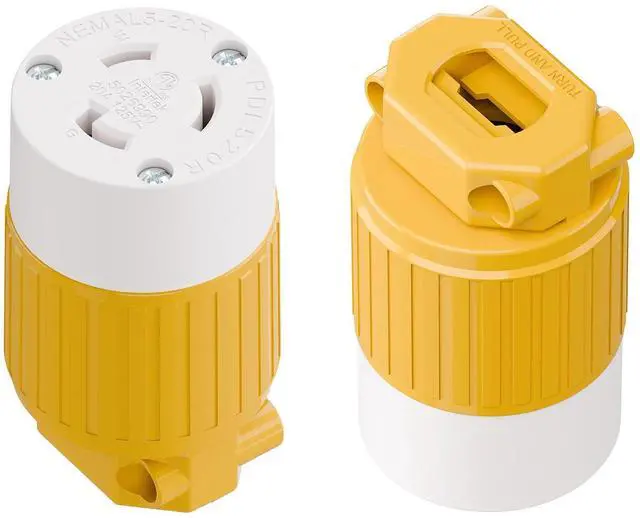 Main image of (2PACK) NEMA L5-20R Locking Plug Receptacle (ETL Listed) Twist Lock L5-20R 20Amp 125Volt AC Connector, Industrial Grade Lock in Female 20A/125V Socket, Heavy Duty 125V,20A, 2400Watt Yellow