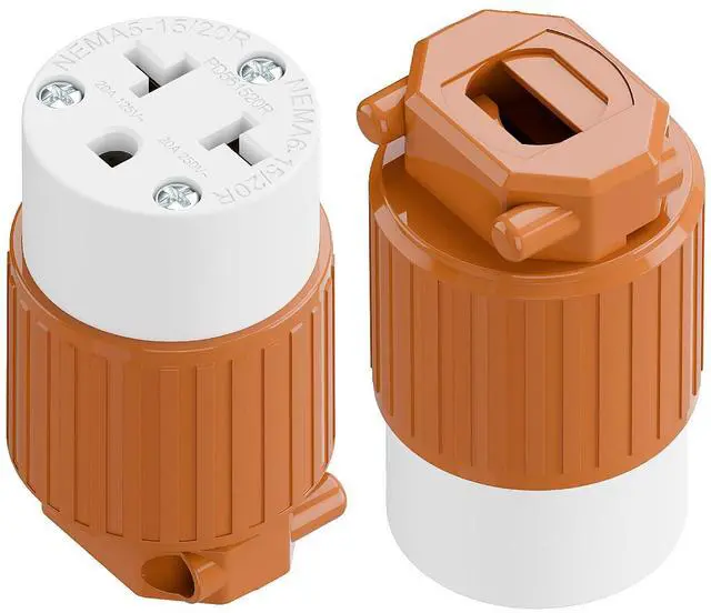 Main image of (2PACK) Four-in-One NEMA 5-15R/5-20R/6-15R/6-20R Female Receptacle,15A/20A 125VOLT, 15A/20A 250V NEMA 4-in-1 Connector, Straight Female Socket Orange Color