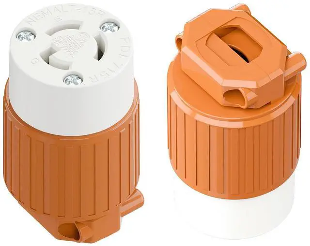 Main image of 2PACK NEMA L7-15R Locking Plug, (ETL Listed) Cord End Connector, Twist Lock L7-15 15Amp 277Volt Female AC Connector, Industrial Grade 15A 277V Replacement Socket PDL715R Orange