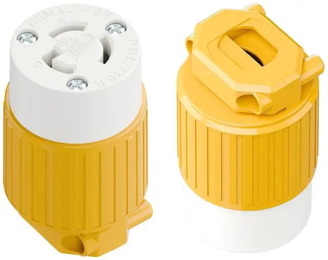 Main image of 2PACK NEMA L7-15R Locking Plug, (ETL Listed) Cord End Connector, Twist Lock L7-15 15Amp 277Volt Female AC Connector, Industrial Grade 15A 277V Replacement Socket PDL715R Yellow