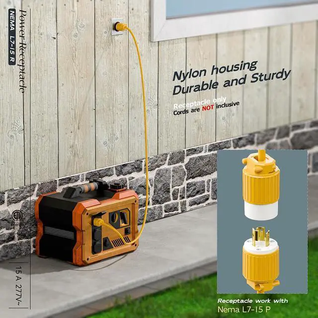 Alt view image 6 of 7 - 2PACK NEMA L7-15R Locking Plug, (ETL Listed) Cord End Connector, Twist Lock L7-15 15Amp 277Volt Female AC Connector, Industrial Grade 15A 277V Replacement Socket PDL715R Yellow