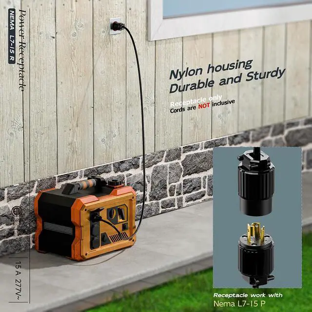 Alt view image 6 of 7 - 2PACK NEMA L7-15R Locking Plug, (ETL Listed) Cord End Connector, Twist Lock L7-15 15Amp 277Volt Female AC Connector, Industrial Grade 15A 277V Replacement Socket PDL715R Black