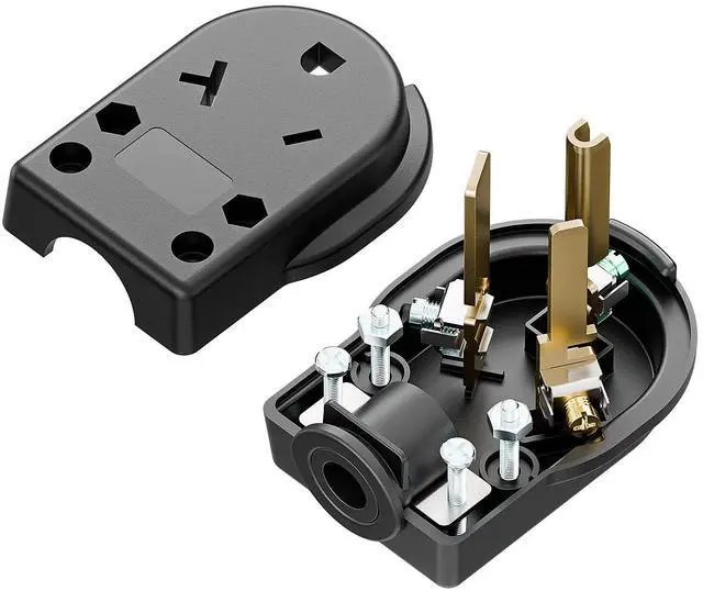 Alt view image 3 of 7 - 50AMP 277Volt Nema 7-50P Plug 50A 277V Angle Plug, 3 Pole 3 Wire Grounding Straight Blade Plugs for Welders, Work with Cable OD Max. 1.0 Inch