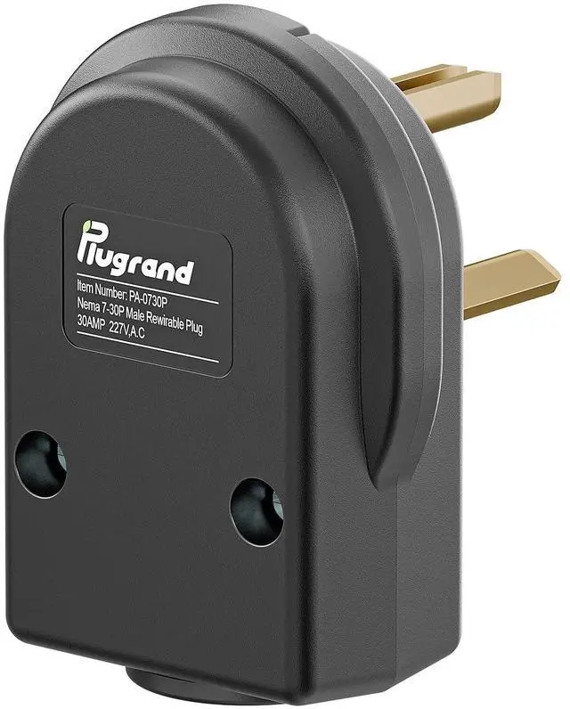 Alt view image 2 of 7 - 30AMP 277Volt Nema 7-30P Plug 30A 277V Heavy Duty Plug, 3 Pole 3 Wire Grounding Straight Blade Plugs for Welders, Work with Cable OD Max. 1.0 Inch