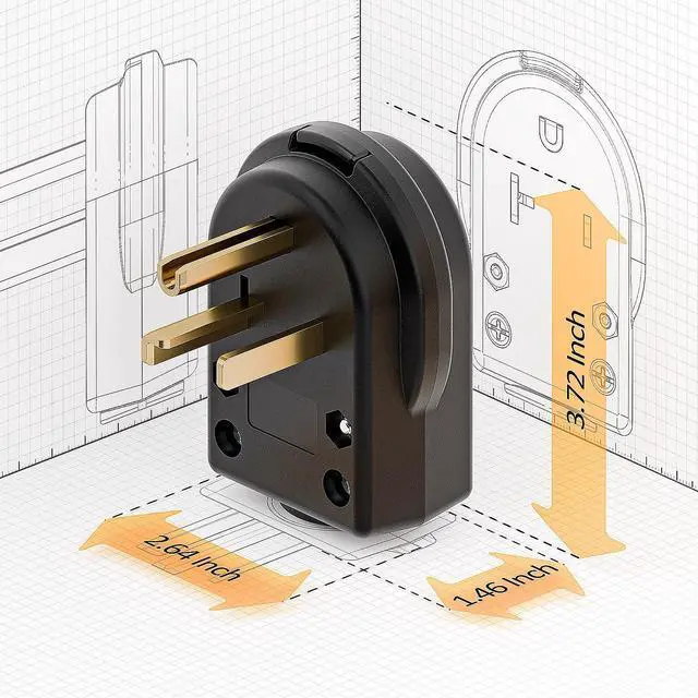 Alt view image 4 of 7 - 30AMP 277Volt Nema 7-30P Plug 30A 277V Heavy Duty Plug, 3 Pole 3 Wire Grounding Straight Blade Plugs for Welders, Work with Cable OD Max. 1.0 Inch