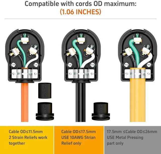 Alt view image 5 of 7 - 30AMP 277Volt Nema 7-30P Plug 30A 277V Heavy Duty Plug, 3 Pole 3 Wire Grounding Straight Blade Plugs for Welders, Work with Cable OD Max. 1.0 Inch