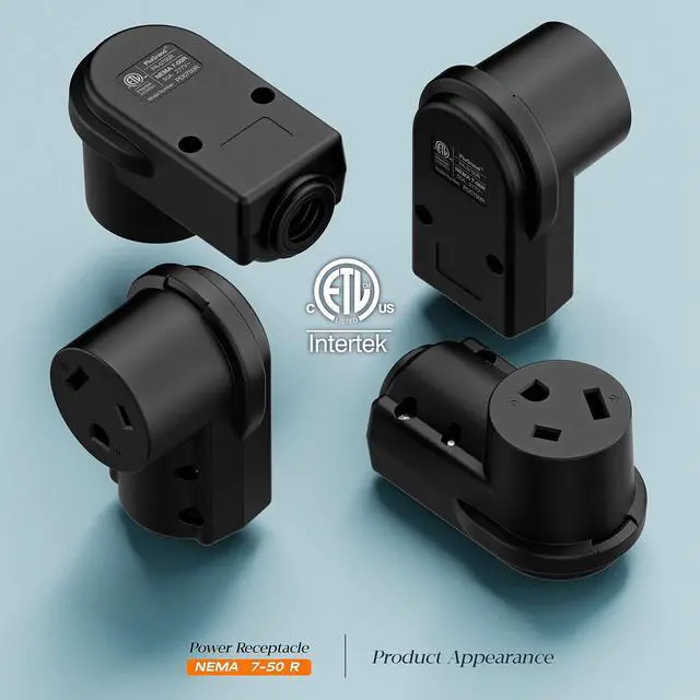 Alt view image 2 of 7 - NEMA 7-50R Plug,7-50R 50A/277V Female Socket (ETL Certified) 50Amp 277Volt Cord End Receptacle, Heavy Duty 3-Prong Connector, Black.