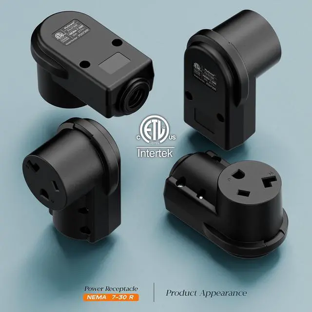 Alt view image 2 of 7 - NEMA 7-30R Plug,7-30R 30A/277V Female Socket (ETL Certified) 30Amp 277Volt Cord End Receptacle, Heavy Duty 3-Prong Connector, Black