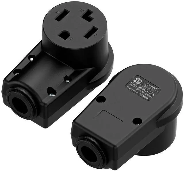 Main image of (2PACK) NEMA 14-30R Plug,14-30 30A/125/250V Female Connector, (ETL Certified) 30Amp 125/250Volt Cord End Socket, Female 30A Dryer Receptacle, Heavy Duty, Black.