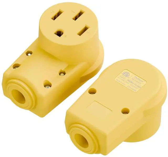 Main image of (2PACK) NEMA 14-50R Plug,14-50 50A/125/250V Female Connector, (ETL Certified) 50Amp 125/250Volt Cord End Socket, Female 50A Dryer Receptacle, Heavy Duty, Yellow.