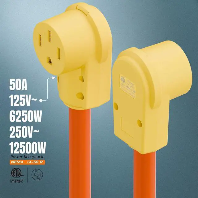Alt view image 5 of 7 - (2PACK) NEMA 14-50R Plug,14-50 50A/125/250V Female Connector, (ETL Certified) 50Amp 125/250Volt Cord End Socket, Female 50A Dryer Receptacle, Heavy Duty, Yellow.