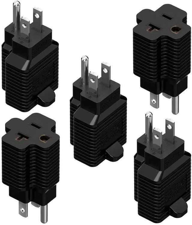 Main image of (5Pack) Nema 5-15P to 5-20R Adapter, ETL Verified 2-in-1 15Amp 125Volt to 20Amp 125Volt Power Adapter, Household 15A to 20A Adapter T-Blade 15Amp to 20Amp