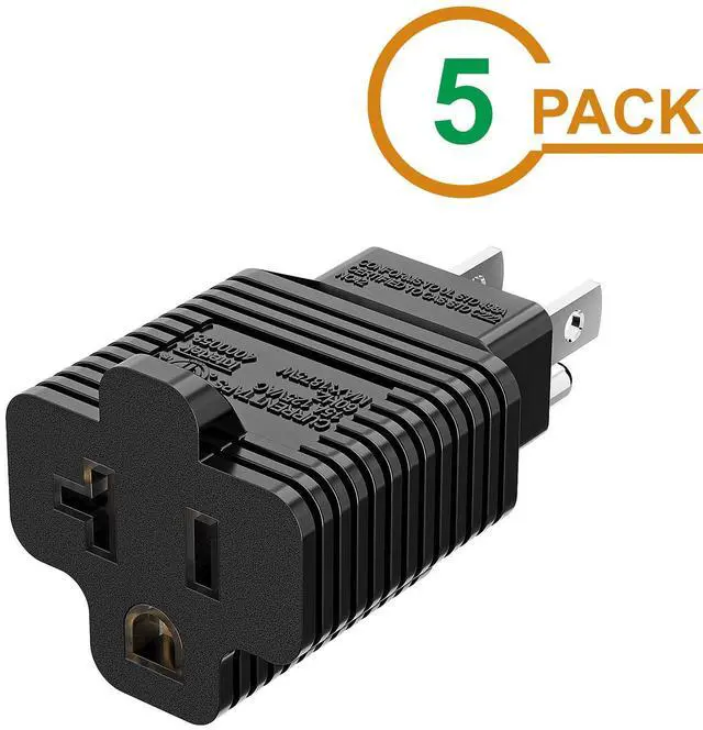 Alt view image 2 of 7 - (5Pack) Nema 5-15P to 5-20R Adapter, ETL Verified 2-in-1 15Amp 125Volt to 20Amp 125Volt Power Adapter, Household 15A to 20A Adapter T-Blade 15Amp to 20Amp