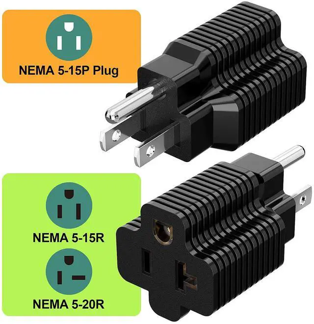 Alt view image 3 of 7 - (5Pack) Nema 5-15P to 5-20R Adapter, ETL Verified 2-in-1 15Amp 125Volt to 20Amp 125Volt Power Adapter, Household 15A to 20A Adapter T-Blade 15Amp to 20Amp