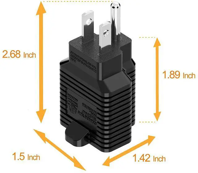 Alt view image 7 of 7 - (10Pack) Nema 5-15P to 5-20R Adapter, ETL Verified 2-in-1 15Amp 125Volt to 20Amp 125Volt Power Adapter, Household 15A to 20A Adapter T-Blade 15Amp to 20Amp
