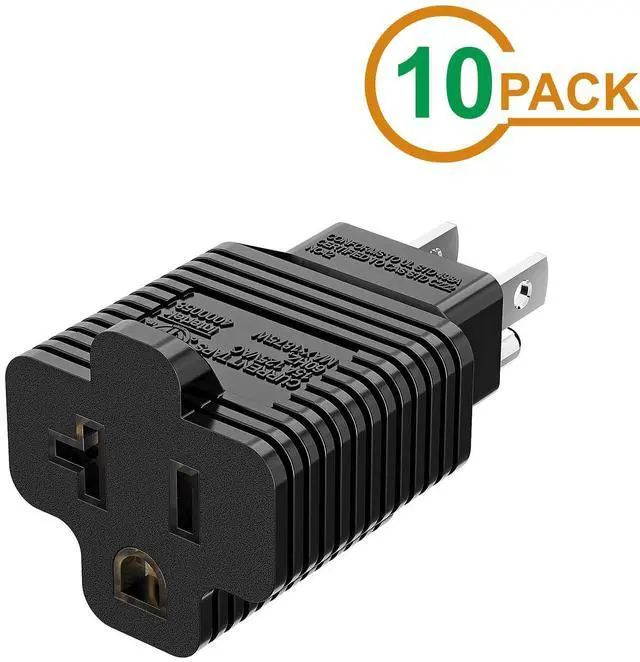 Alt view image 2 of 7 - (10Pack) Nema 5-15P to 5-20R Adapter, ETL Verified 2-in-1 15Amp 125Volt to 20Amp 125Volt Power Adapter, Household 15A to 20A Adapter T-Blade 15Amp to 20Amp