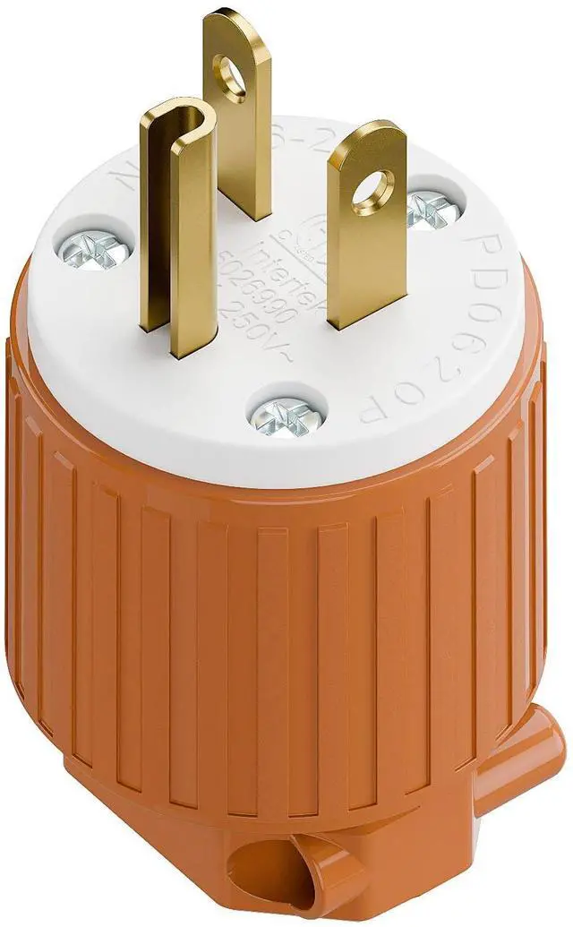 Main image of NEMA 6-20P Male Plug, ETL Listed 20AMP/250VOLT,20A Straight DIY Male, USA/Canada 3-Prong Connector, 20A/250V Plug Household AC Industrial Grade Plugs Orange Color