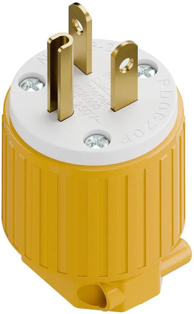 Main image of NEMA 6-20P Male Plug, ETL Listed 20AMP/250VOLT,20A Straight DIY Male, USA/Canada 3-Prong Connector, 20A/250V Plug Household AC Industrial Grade Plugs Yellow Color