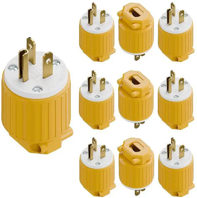 Main image of (10PACK) NEMA 6-20P Male Plug, ETL Listed 20AMP/250VOLT,20A Straight DIY Male, USA/Canada 3-Prong Connector, 20A/250V Plug Household AC Industrial Grade Plugs Yellow Color