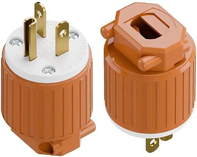 Main image of (2PACK) NEMA 6-20P Male Plug, ETL Listed 20AMP/250VOLT,20A Straight DIY Male, USA/Canada 3-Prong Connector, 20A/250V Plug Household AC Industrial Grade Plugs Orange Color