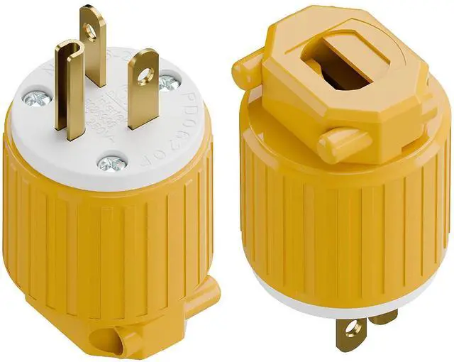 Main image of (2PACK) NEMA 6-20P Male Plug, ETL Listed 20AMP/250VOLT,20A Straight DIY Male, USA/Canada 3-Prong Connector, 20A/250V Plug Household AC Industrial Grade Plugs Yellow Color