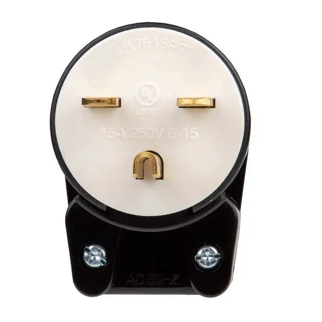 Alt view image 4 of 4 - 90 Degree Nema 6-15P Plug, Plugrand Right Angle ETL Listed 15A 250V Plug | 12-Directions Rotatable 6-15 Connector, Easy Assembly 15Amp 250Volt USA Canada 3-Prong Male Angled 15A Plug, Black & White