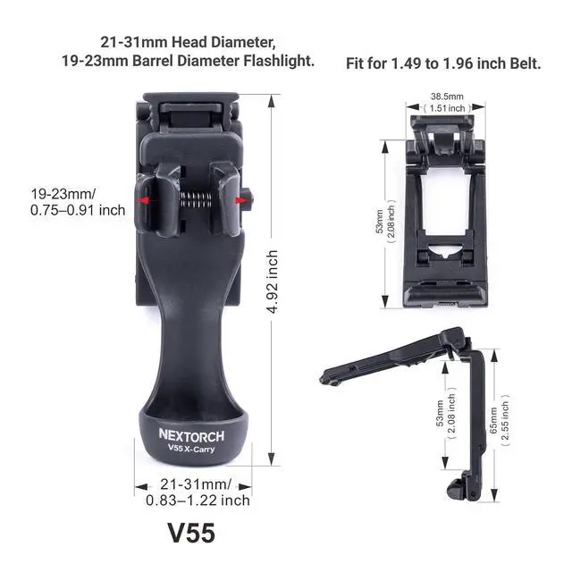 Alt view image 2 of 7 - NEXTORCH V55 Flashlight Holster Small Handheld Flashlight Holder Pouch | Flashlight Holster with 360 Degree Rotation Suitable for (21-31mm head diameter, 19-23mm barrel diameter flashlight)