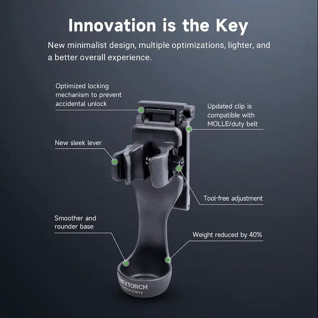 Alt view image 6 of 7 - NEXTORCH V55 Flashlight Holster Small Handheld Flashlight Holder Pouch | Flashlight Holster with 360 Degree Rotation Suitable for (21-31mm head diameter, 19-23mm barrel diameter flashlight)
