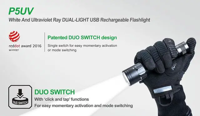 Alt view image 4 of 6 - NEXTORCH P5UV Dual Light 365mn UV Rechargeable Flashlight