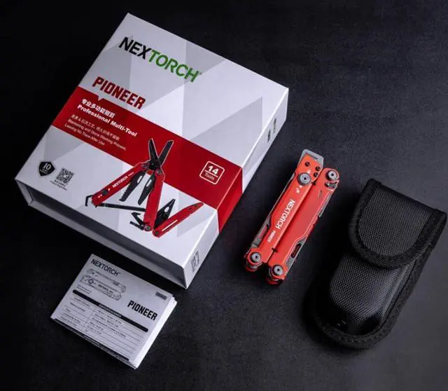 Alt view image 2 of 7 - NEXTORCH PIONEER MT20 14-IN-1 Multi-tools Full-Size,Versatile Multi-tool Set with Scissors Needle Nose Pliers Pocket Clip Multi-tool (RED with Glass Breaker)