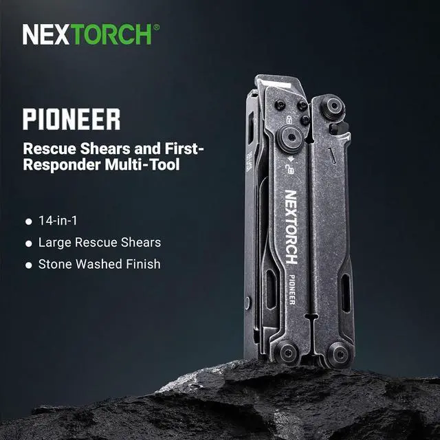 Alt view image 2 of 7 - NEXTORCH PIONEER 14-IN-1 Multi-tools Full-Size,Versatile Multi-tool Set with Scissors Needle Nose Pliers Pocket Clip Multi-tool (STONE WASHED FINISH)